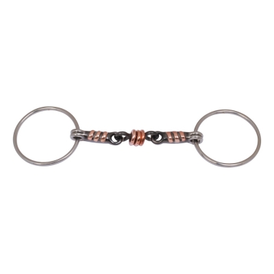 Western Loose Ring Dble Jointed Sweet Iron Bit W/Copper Rollers