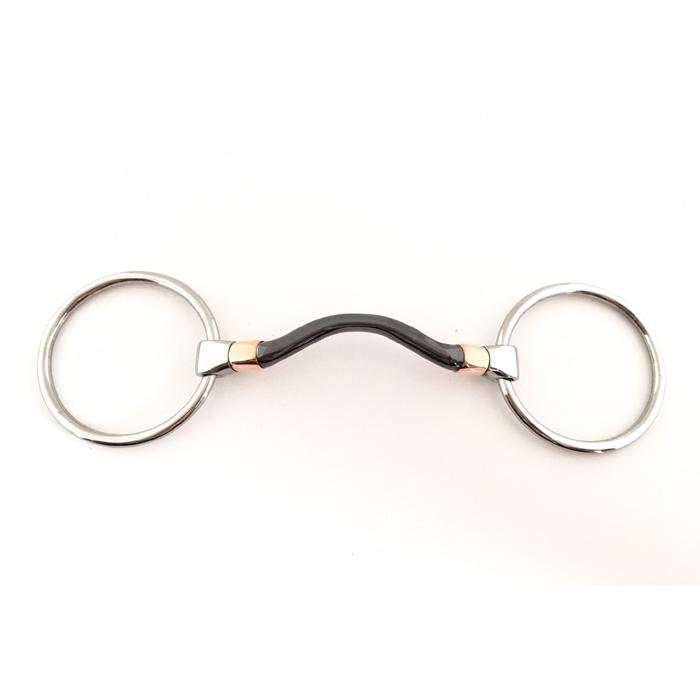 Loose Ring Cambridge Mullen Mouth Sweat Iron Round Ported Bit With Copper Rollers