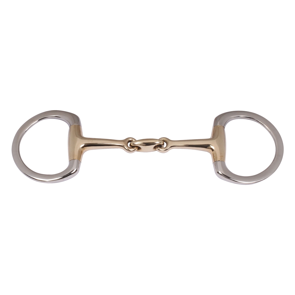 Eggbutt Snaffle Double Jointed Cuprium Bit With KK Link & Flat Rings